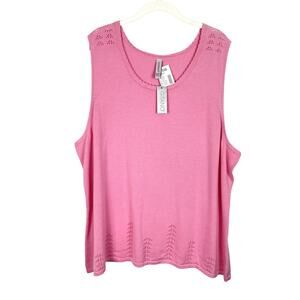 VTG 90s Gitano Pink Pointelle Knit Sweater Sleeveless Top Plus Size 26/28W Tank